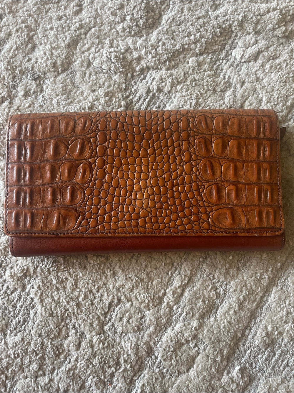 Brahmin Cognac Croc-Embossed Continental Wallet